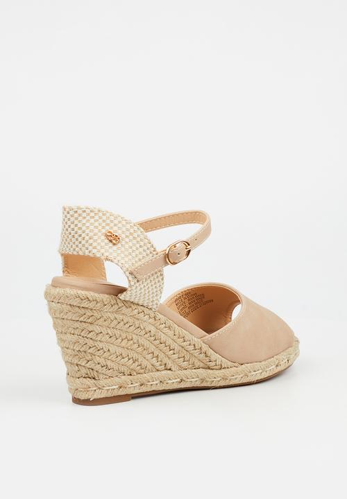 Miss Black - Jojo 2 peep-toe rope wedge - neutral