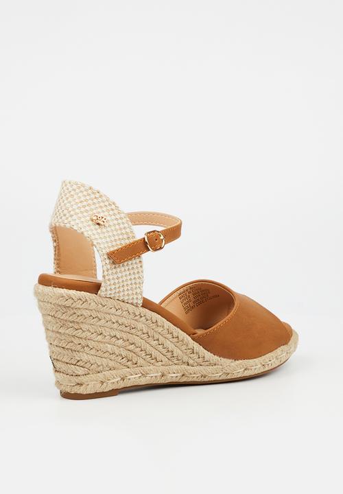 Miss Black - Jojo 2 peep-toe rope wedge - tan