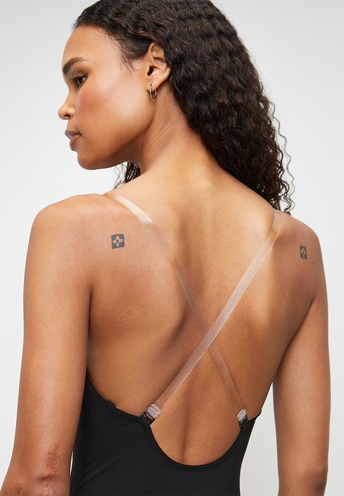 Easy Curves Shapewear - Low back thong plunge bodysuit - black