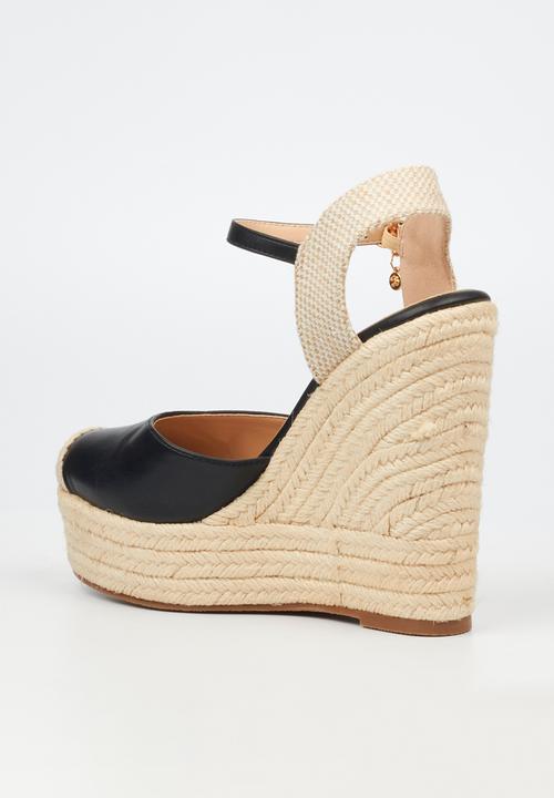 Miss Black - Moniker 9 platform rope wedge - black