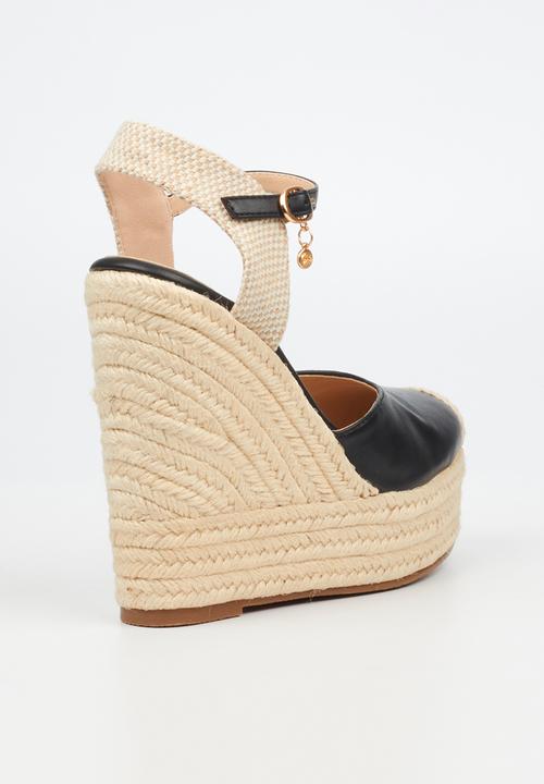 Miss Black - Moniker 9 platform rope wedge - black