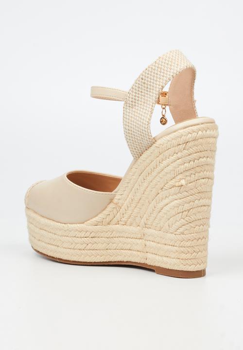 Miss Black - Moniker 9 platform rope wedge - bone