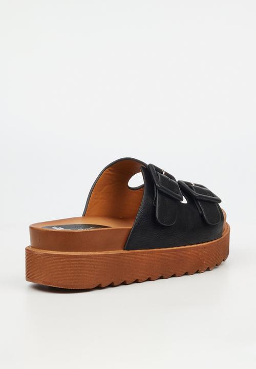 Butterfly Feet - Patos 3 two strap slide - black