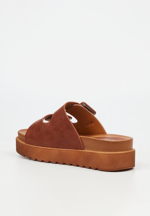 Butterfly Feet - Patos 3 two strap slide - tan