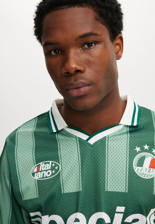 Cotton On - Long Sleeve Soccer Jersey - Evergreen/Speciale 10