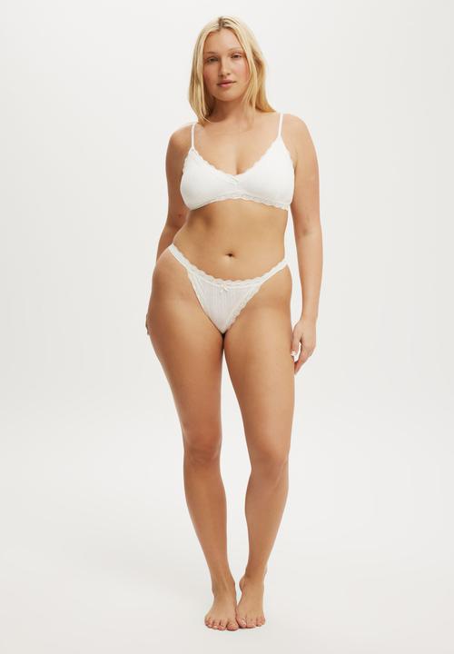 Cotton On - Organic cotton lace g string brief - butterscotch marle