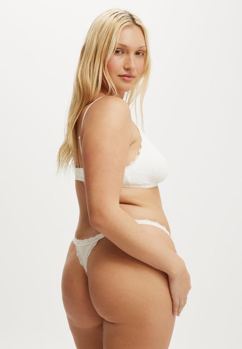 Cotton On - Organic cotton lace g string brief - butterscotch marle