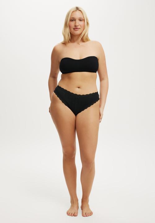 Cotton On - Organic cotton lace cheeky brief - black pointelle