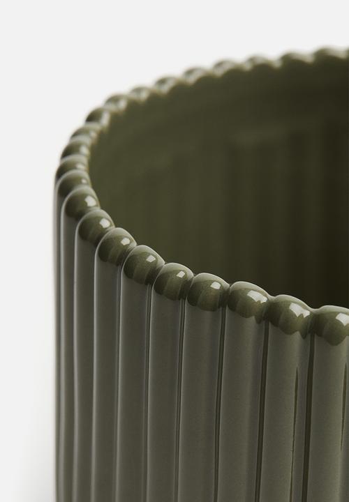 H&M - Stoneware plant pot - dark khaki green