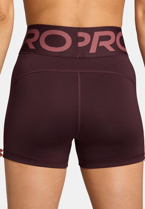 Nike - Nike Pro SCULPT high rise shorts -  burgundy crush/white