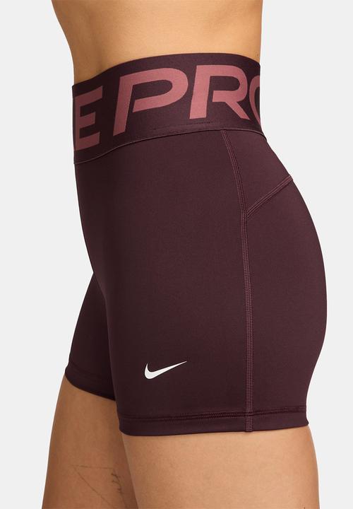Nike - Nike Pro SCULPT high rise shorts -  burgundy crush/white