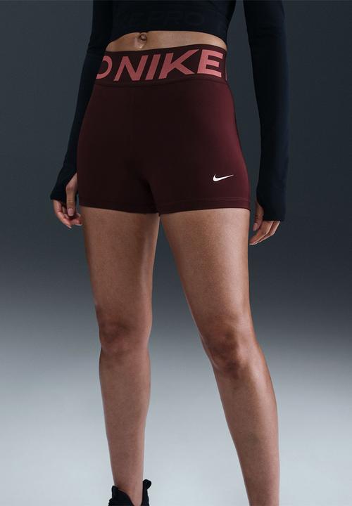 Nike - Nike Pro SCULPT high rise shorts -  burgundy crush/white