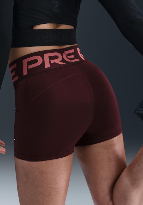 Nike - Nike Pro SCULPT high rise shorts -  burgundy crush/white