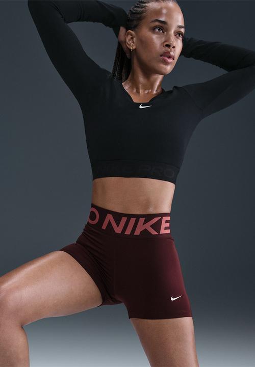 Nike - Nike Pro SCULPT high rise shorts -  burgundy crush/white