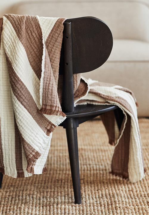 H&M - Cotton muslin blanket - brown striped
