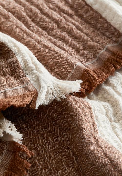 H&M - Cotton muslin blanket - brown striped
