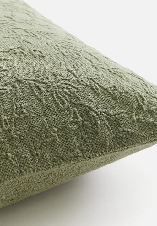 H&M - Textured-weave cushion cover - light khaki green
