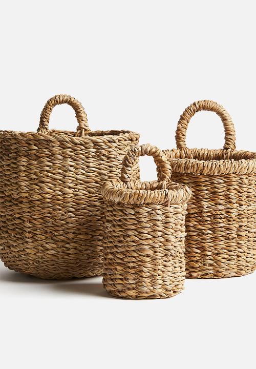 H&M - Small seagrass wall storage basket - beige