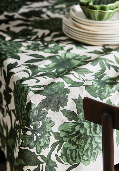 H&M - Water-repellent tablecloth - green floral 