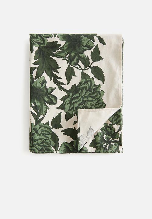 H&M - Water-repellent tablecloth - green floral 