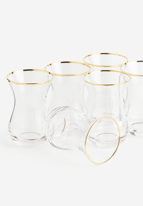 H&M - 6-Pack glasses - clear glass gold-coloured