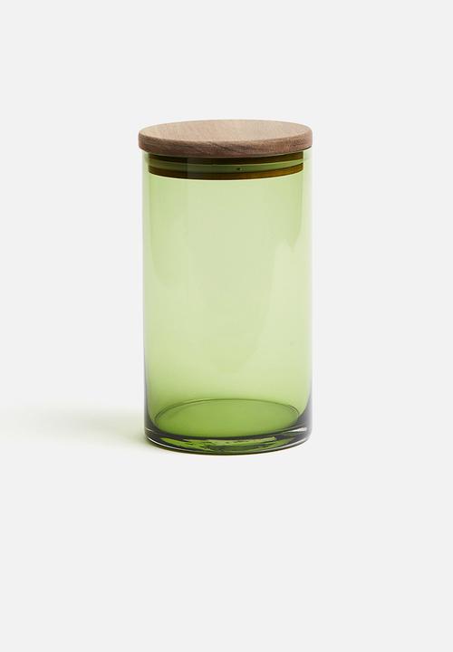 Glass jar with lid - green