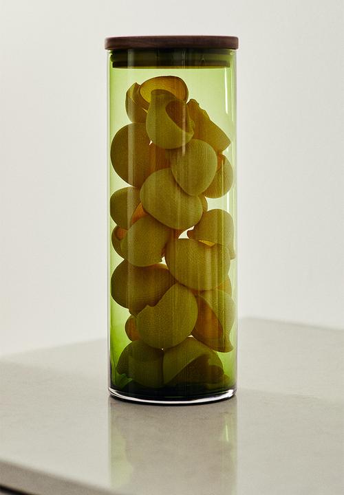 H&M - Tall glass jar with lid - green