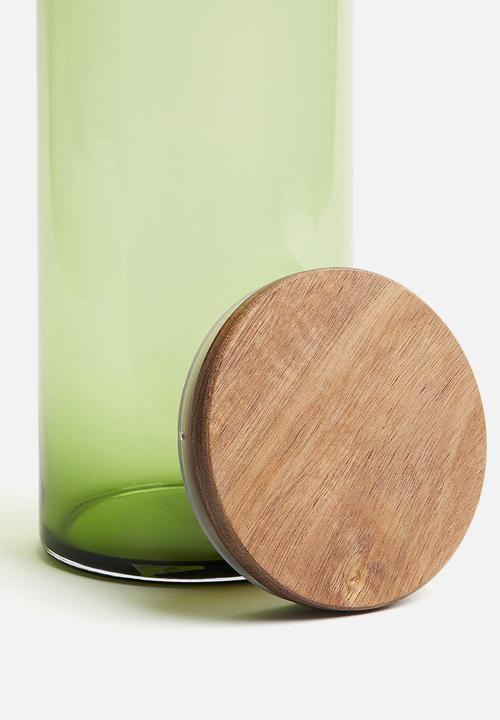 H&M - Tall glass jar with lid - green