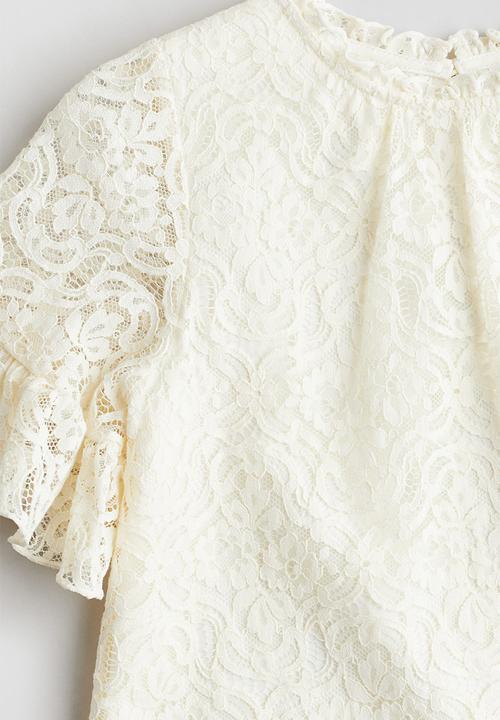 H&M - Frill-trimmed lace dress - cream