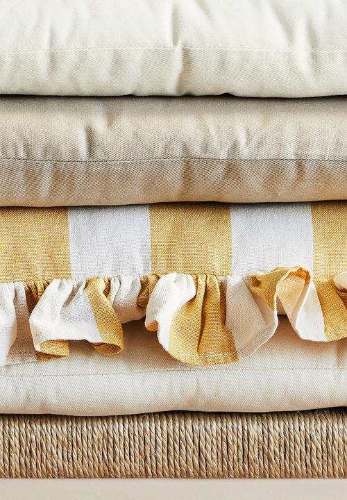 H&M - Frill-trimmed cotton seat cushion - yellow/striped