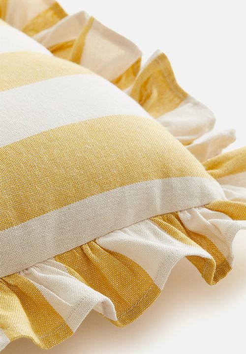 H&M - Frill-trimmed cotton seat cushion - yellow/striped
