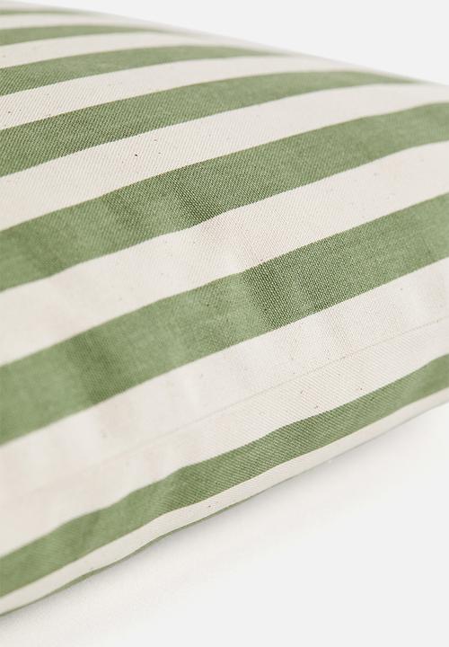 H&M - Outdoor cushion cover - khaki green/striped