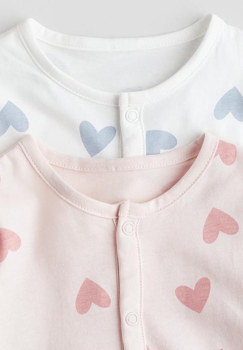H&M - 2 pack patterned cotton pyjamas - light pink hearts