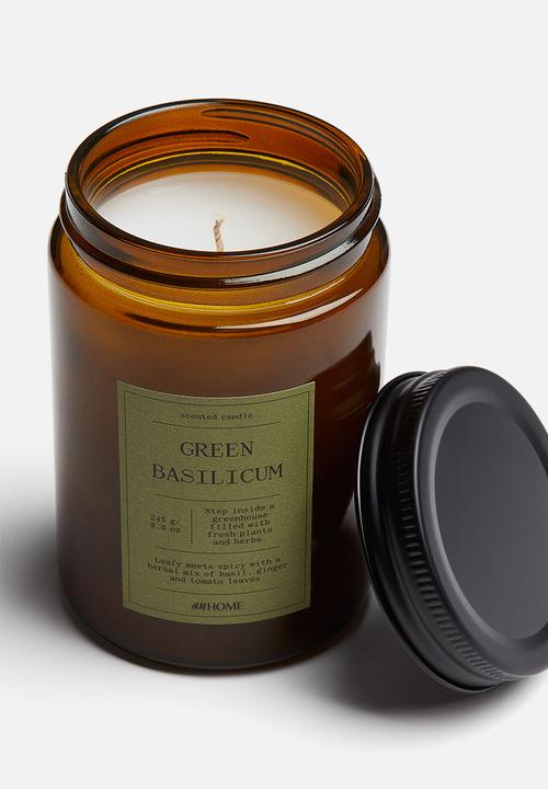 H&M - Small scented candle in glass holder - green basilicum