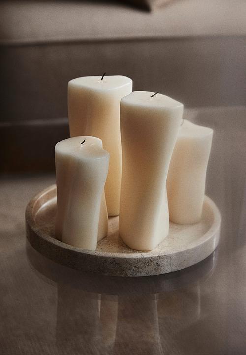 H&M - Tall asymmetric pillar candle - white