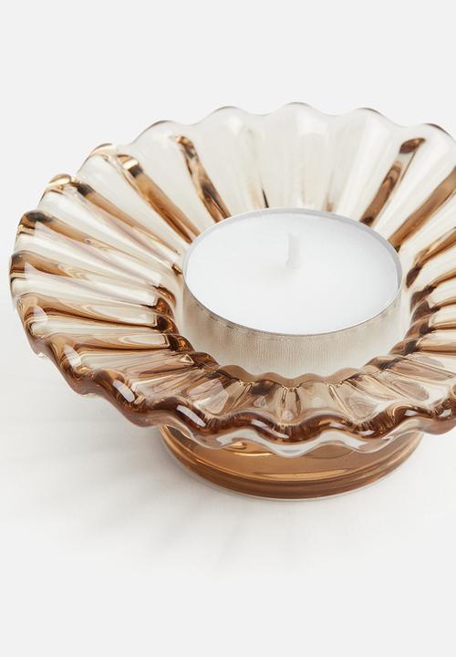 H&M - Glass tealight holder - light beige