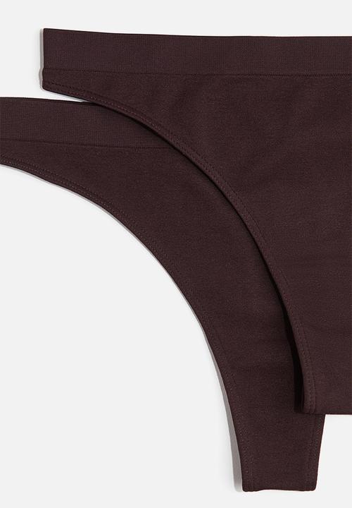 H&M - 2-Pack seamless thong briefs - dark brown