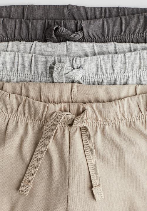 H&M - 3 pack cotton jersey joggers - light beige & grey 
