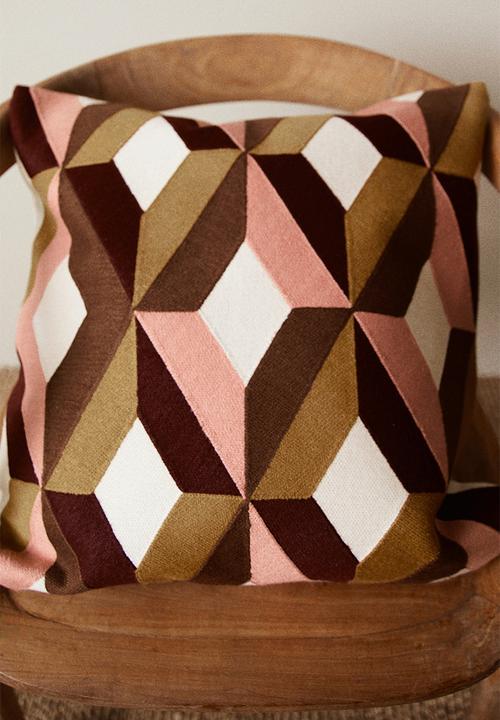 H&M - Embroidered cushion cover - pink/block-coloured 