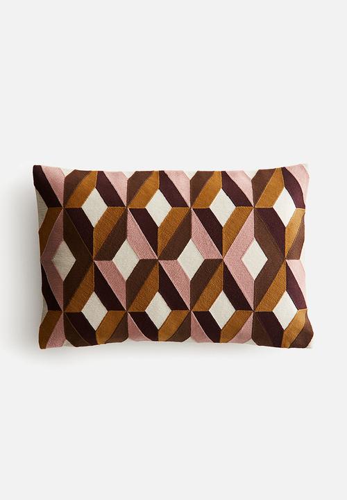 Embroidered cushion cover - pink/block-coloured 