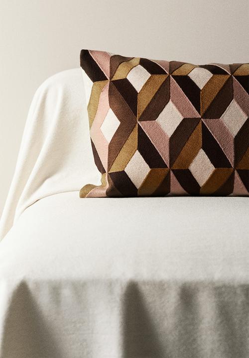 H&M - Embroidered cushion cover - pink/block-coloured 