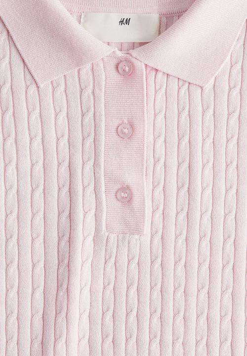 H&M - Short cable-knit top - light pink 
