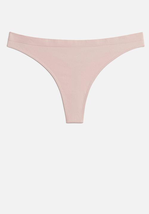 H&M - 5-pack seamless thong briefs -  light pink/greige/dark brown
