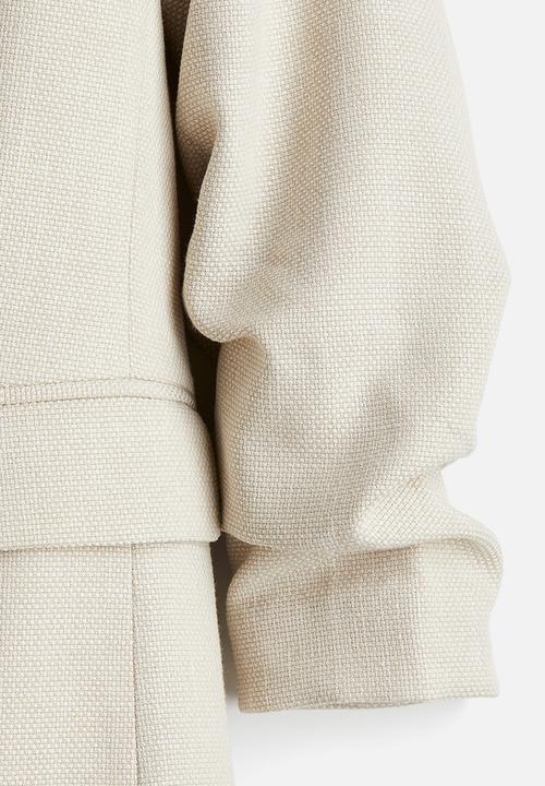 H&M - Gathered-sleeve blazer - beige