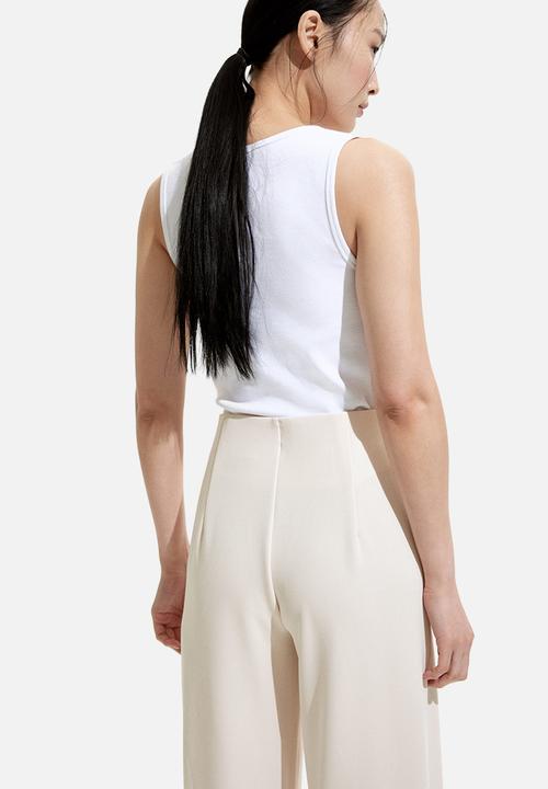 H&M - Button-front trousers -  cream