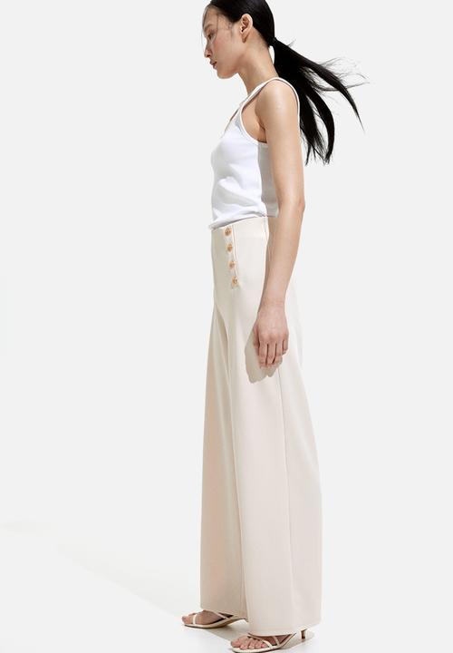 H&M - Button-front trousers -  cream