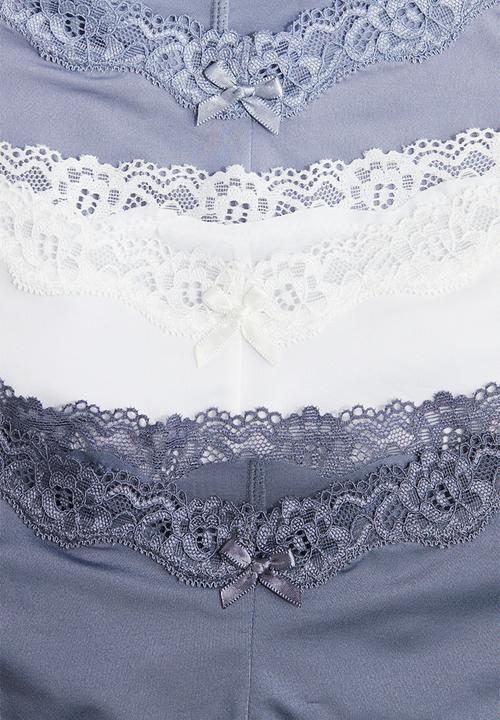 H&M - 3-Pack microfibre and lace hipster briefs - dusty blue/white