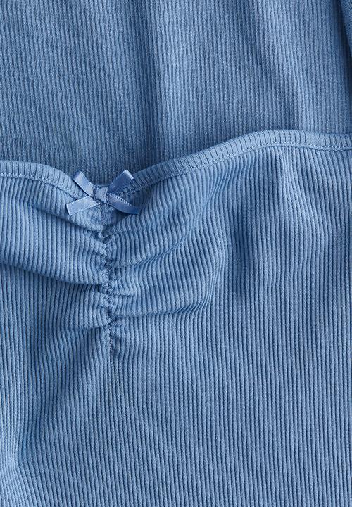 H&M - Gathered cap-sleeved top - blue