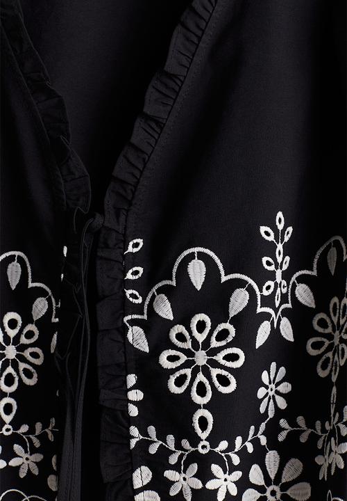 H&M - Broderie anglaise cotton blouse - black/floral