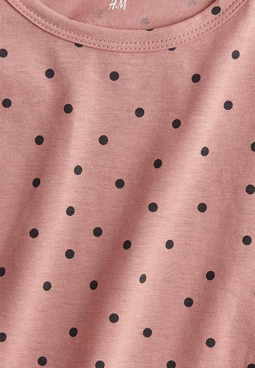 H&M - Printed cotton top - dark dusty pink spotted